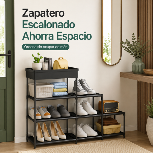 Zapatero Escalonado de 6 Niveles — Organiza Más y Aprovecha Mejor tu Espacio