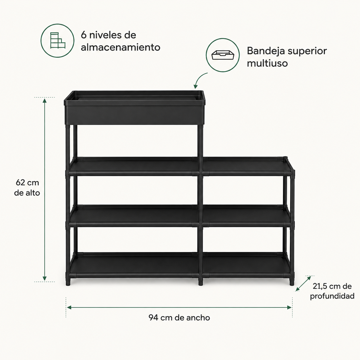 Zapatero Escalonado de 6 Niveles — Organiza Más y Aprovecha Mejor tu Espacio