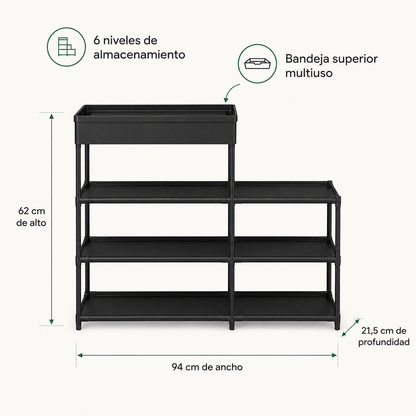Zapatero Escalonado de 6 Niveles — Organiza Más y Aprovecha Mejor tu Espacio